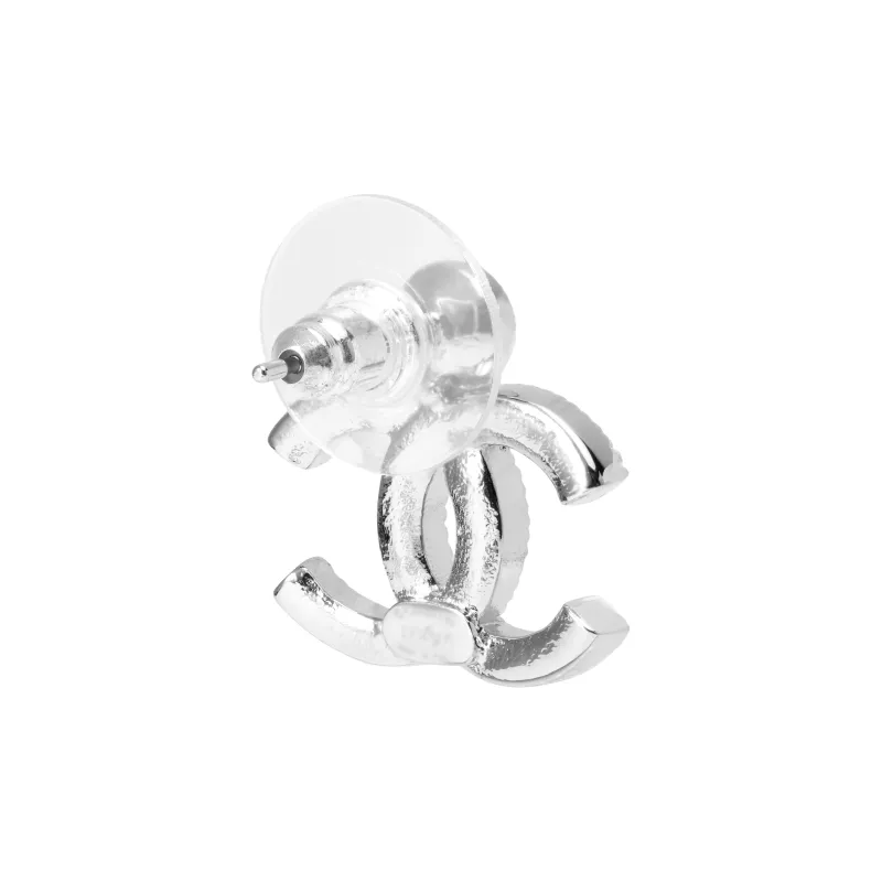 CHANEL Metal Stud Earrings Women's Silver-3