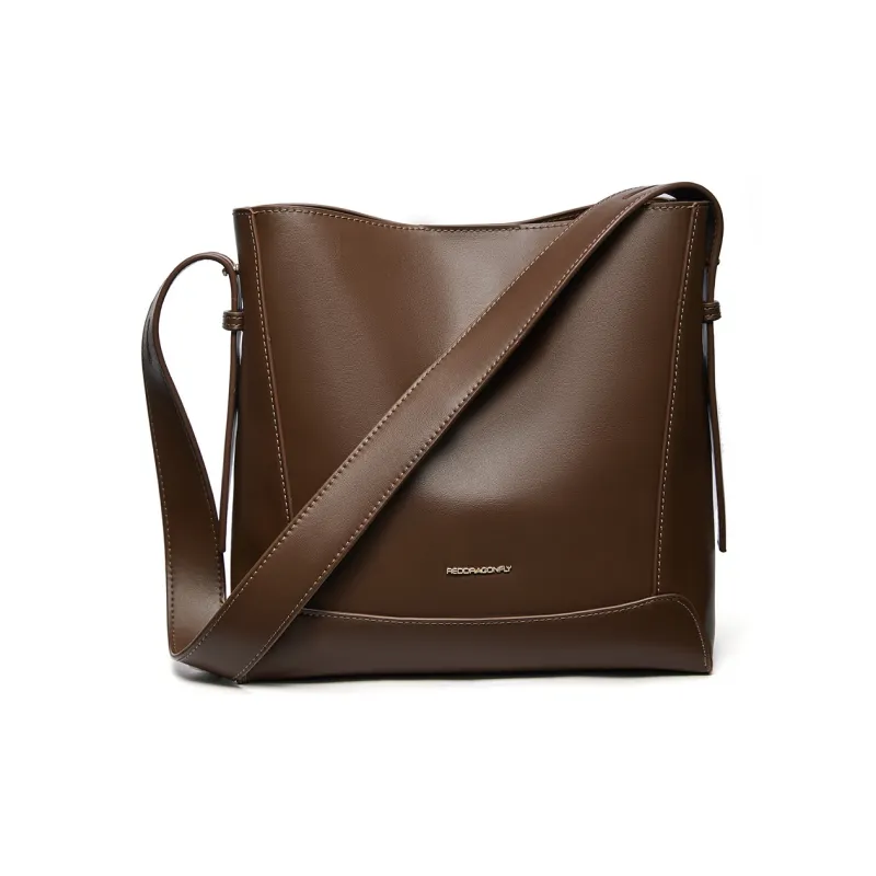 RED DRAGONFLY PU Leather Tote Crossbody Bag Shoulder Bag Handbag Regular Women's Apricot/Coffee-1