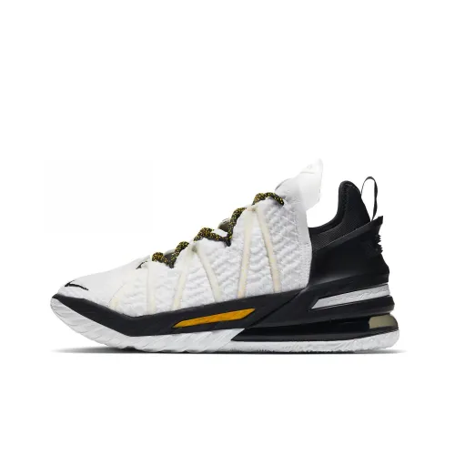 Nike Lebron 18 Basketball Shoes Men Low-Top White/Black/Yellow