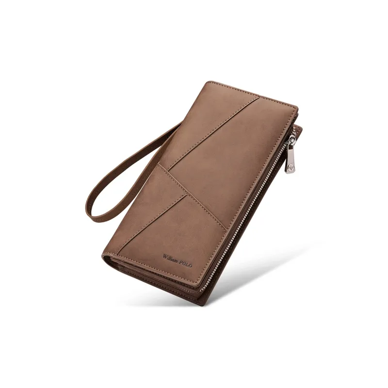 WilliamPOLO Microfiber Synthetic Leather Wallet With Multiple Card Slots Money Clip Regular Unisex Khaki-6