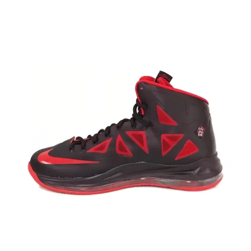 Nike Lebron 10 Basketball Shoes Men High-Top Black/University Red/Metallic Silver