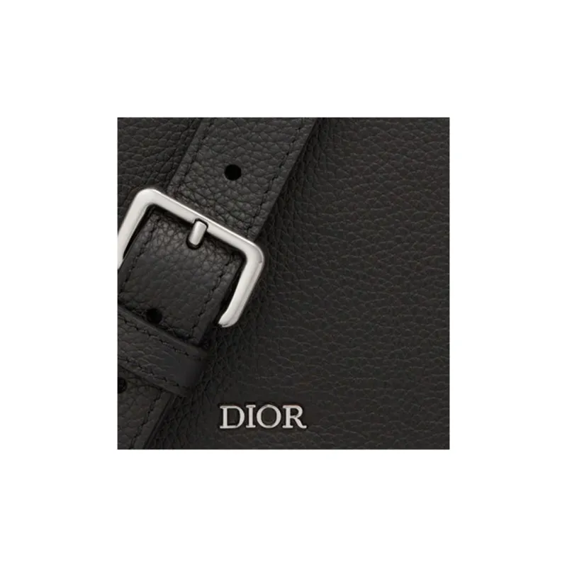DIOR Leather Handbag Tote Bag Shopping Bag One Shoulder Handbag Crossbody Bag Men's Black-3