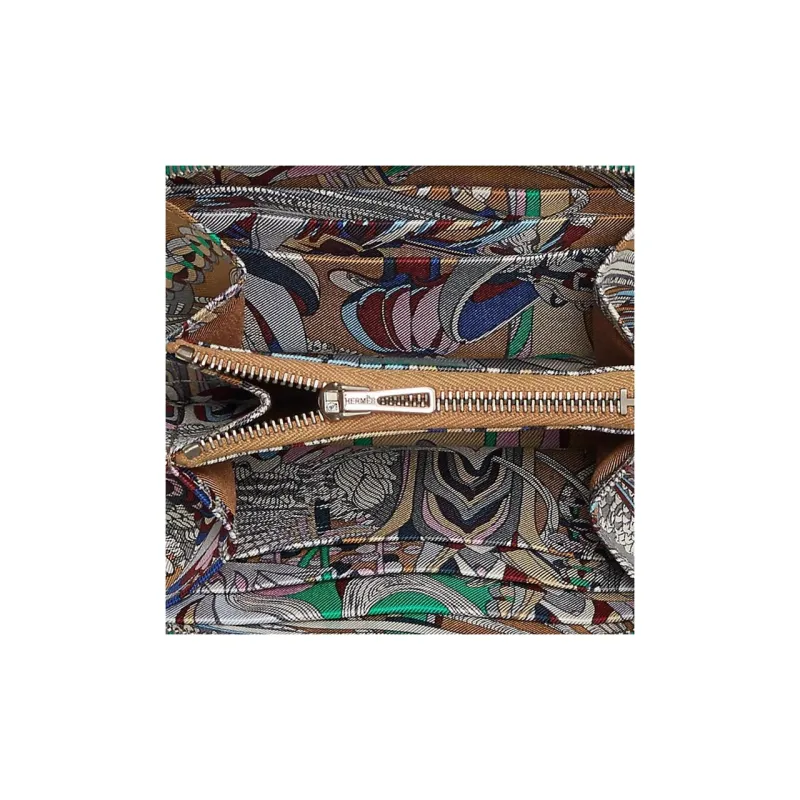 HERMES Silk'In Epsom Calfskin Card Holders Coin Purses Wallets Women's Jade Green/Tea Brown-2