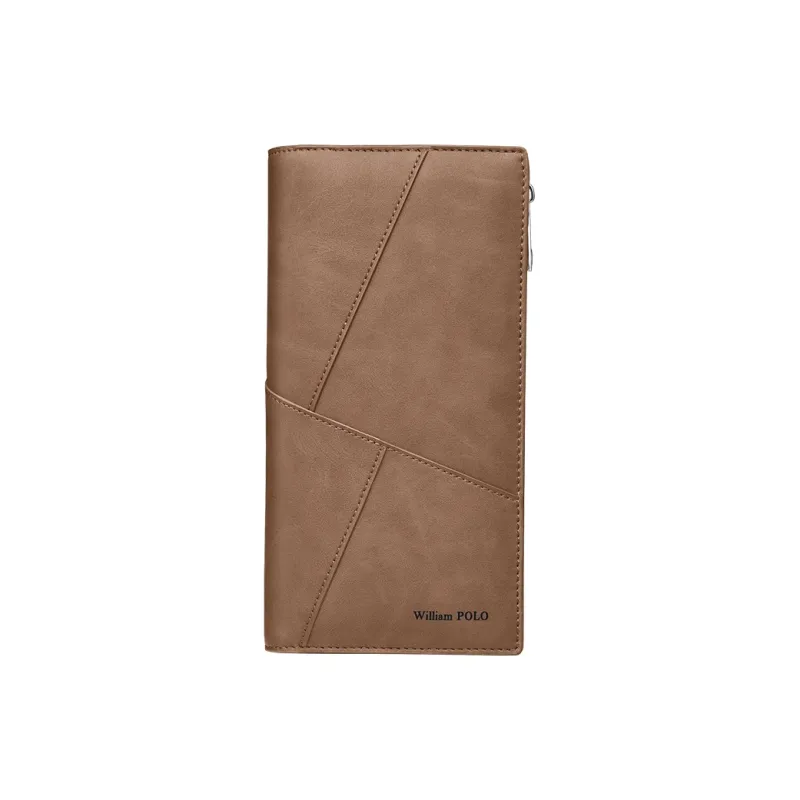 WilliamPOLO Microfiber Synthetic Leather Wallet With Multiple Card Slots Money Clip Regular Unisex Khaki-7