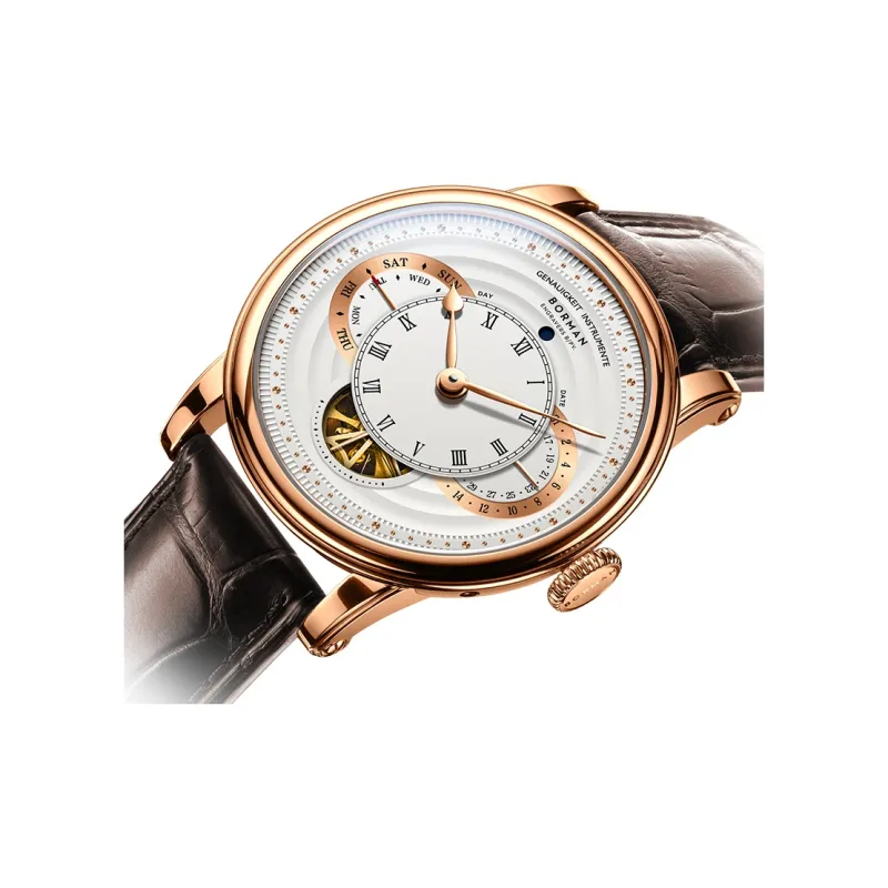 BORMAN Automatic Mechanical Movement Genuine Leather Strap Watch Men's Watches Black Dial-5