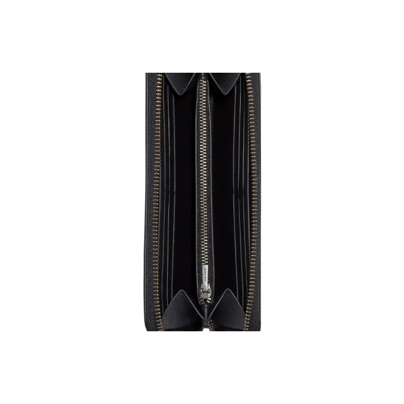 COACH Accordion Wallet Smooth Calfskin With Pebbled Leather Coin Purses Wallets Small Size Women's Black-3