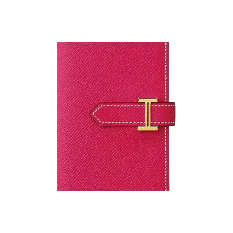 HERMES Bearn Epsom Calfskin Wallet Women's Bright Pink-2