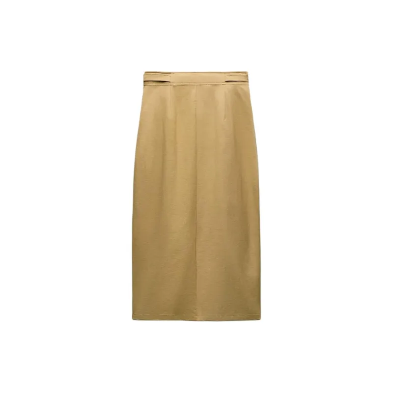 ZARA Casual Long Skirts Women's Tan-1