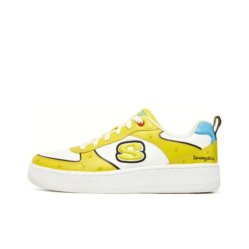 Spongebob Squarepants X Skechers Sport Court 92 Skateboard Shoes Women's Low-Top White/Yellow/Blue