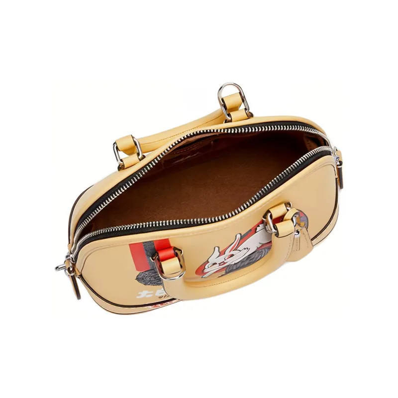COACH All White Rabbit Collaboration Revel Cow Leather Shoulder Bag Crossbody Bag Handbag Medium Size Women's Yellow-2