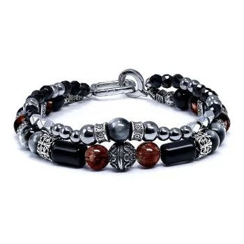 Cuud Hawk's Eye Stone Bracelets Men's