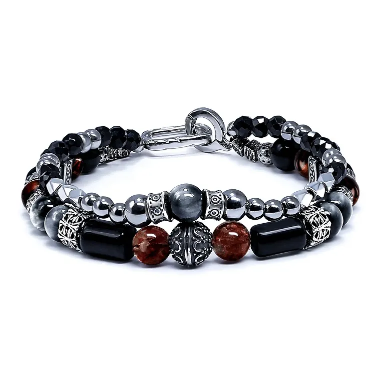 Cuud Hawk's Eye Stone Bracelets Men's-0