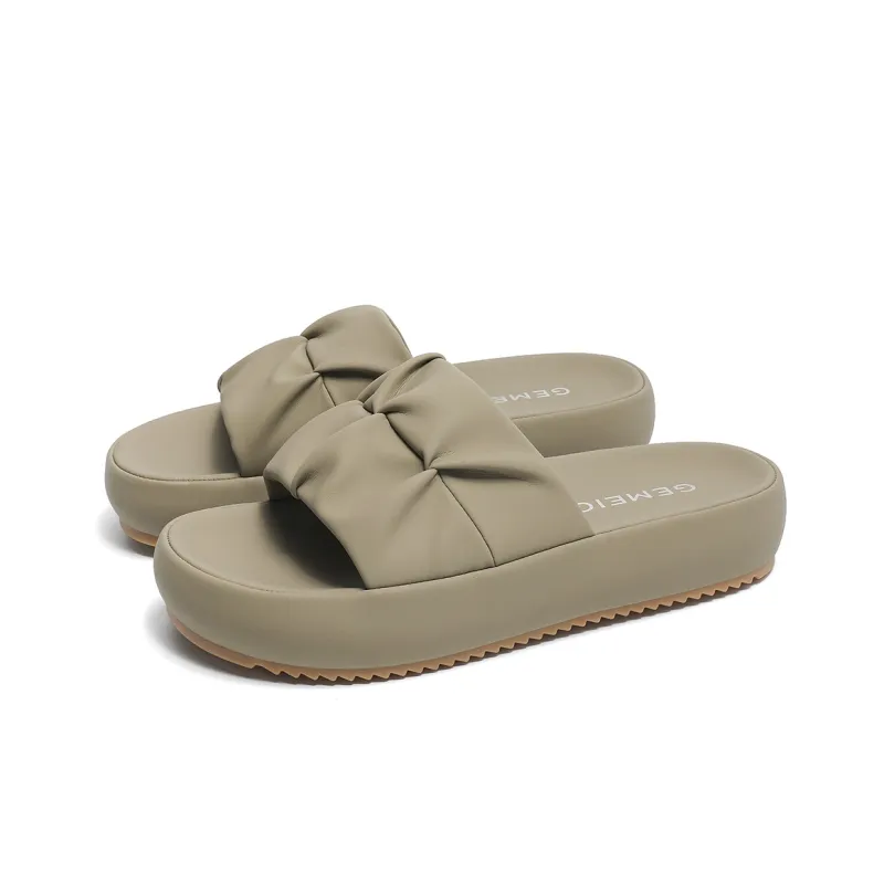 GEMEIQ Slide Slippers Women's Elephant Gray/Ecru/Apricot-1