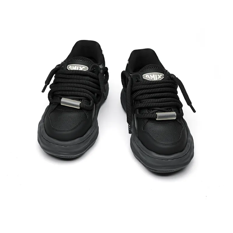 Angelmi Anti Slip And Wear Resistant Lightweight Low Top Skateboard Shoes Unisex Black-2