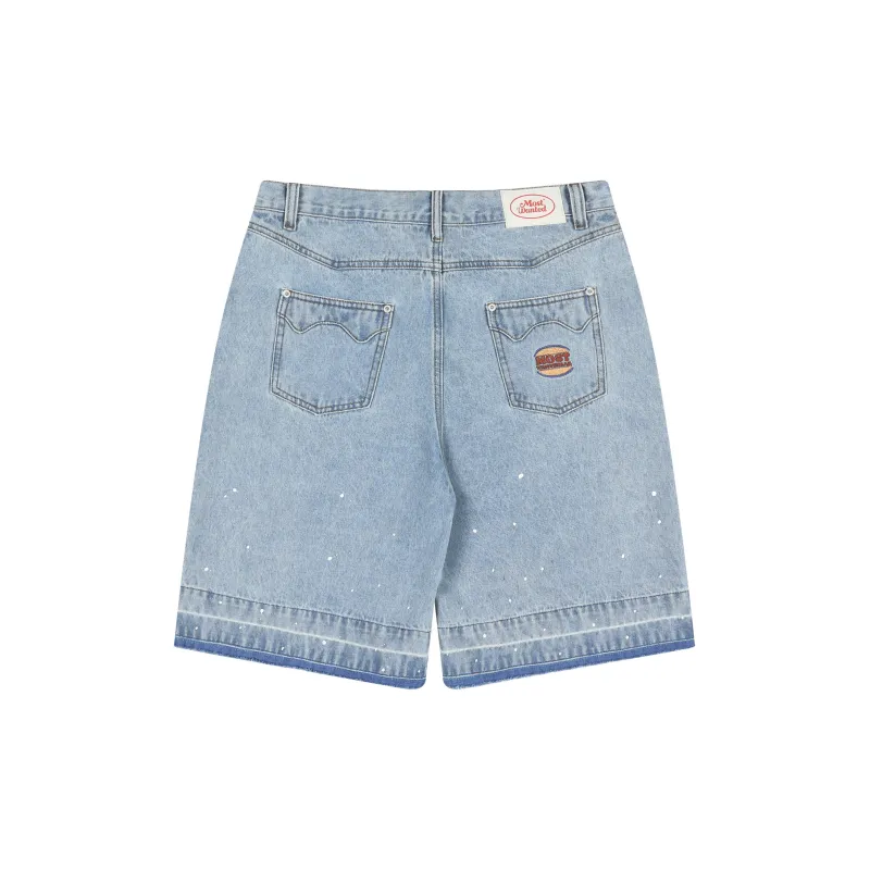 MostwantedLab MostwantedLab Hamburger Denim Shorts Unisex Denim Blue-1