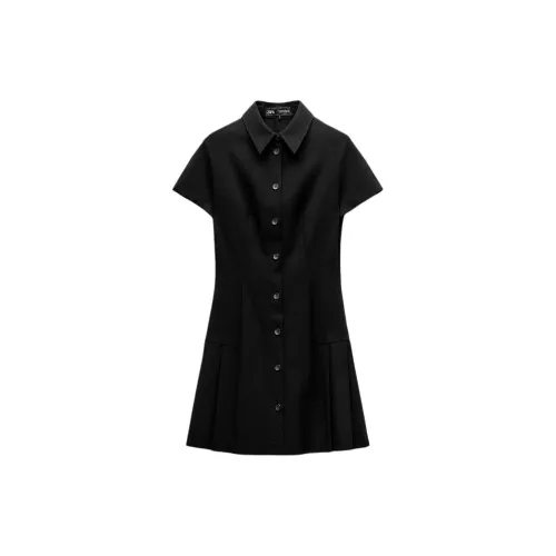 ZARA Short-Sleeved Dresses Women's Black