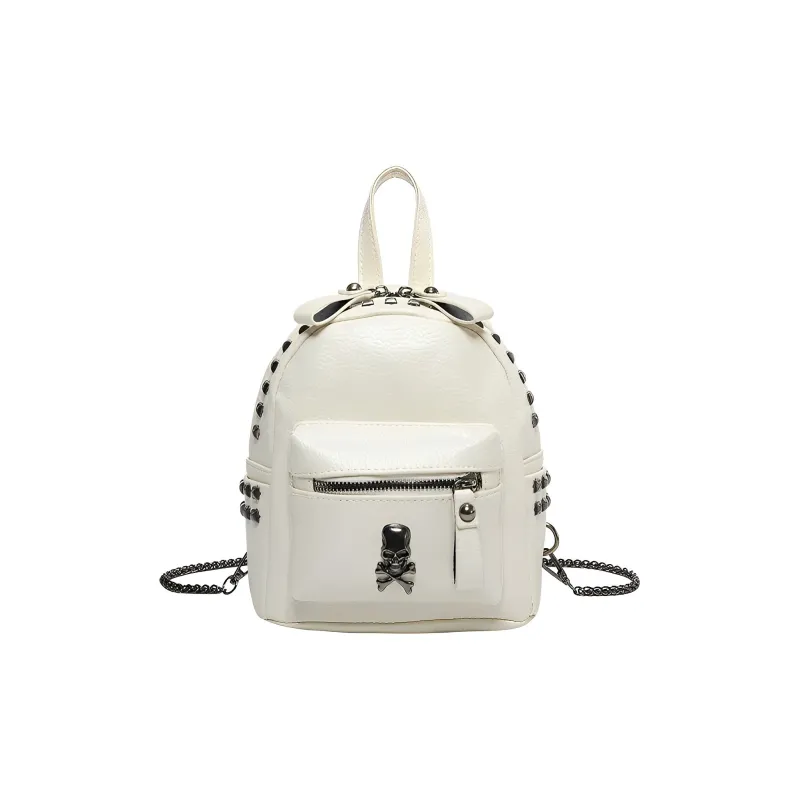 MINLUBAOLUO PU Backpack Regular Women's White/Black-4