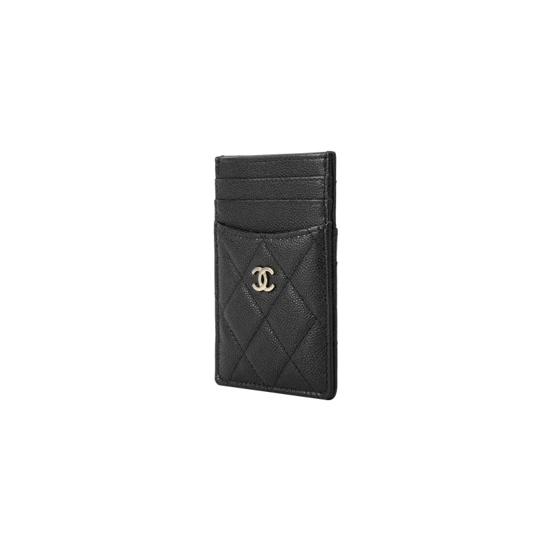 CHANEL Litchi Leather Calfskin Coin Purse, Card Holder Women's Black-1