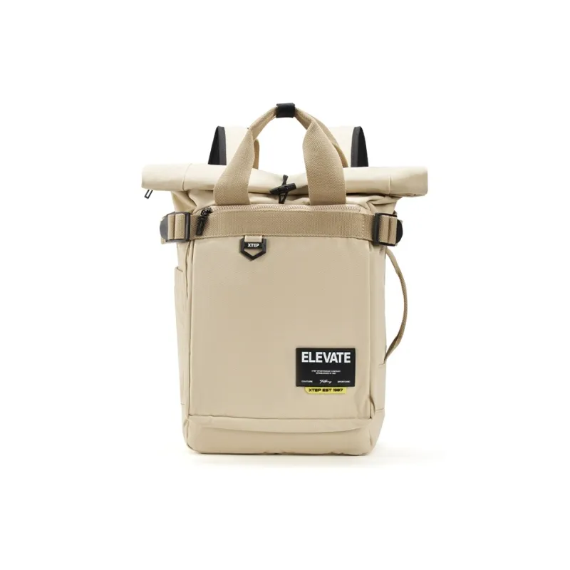 XTEP Fabric Backpack Regular Unisex Black/Light Khaki/Light Brown-9