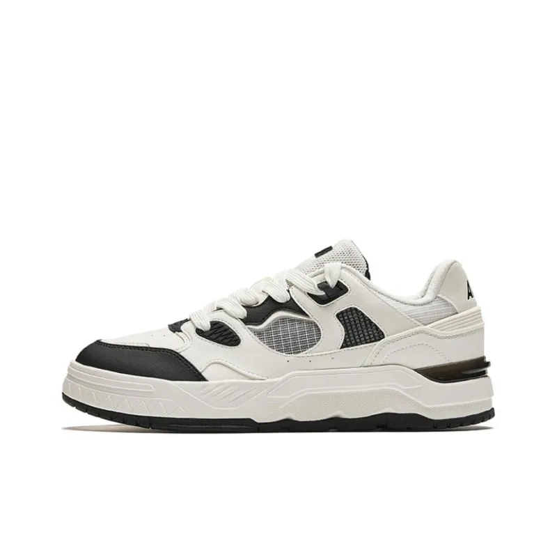 Anta Anti Slip Wear Resistant Breathable Height Increasing Low Top Skateboard Shoes Men's White Black-0