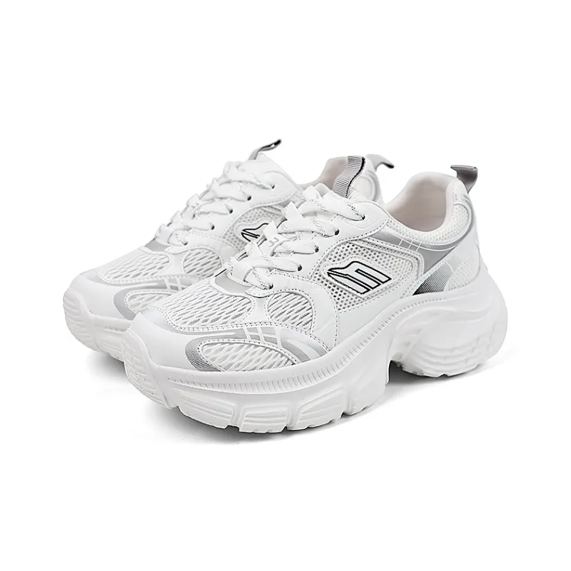 QIAONAI Wear resistant And Lightweight Low Top Chunky Sneakers Women's Beige-3