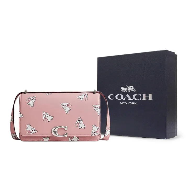 COACH Baymax Rabbit, Collaboration Bandit Cow Leather Envelope Bag, Handbag, Shoulder Bag Women's Pink-6