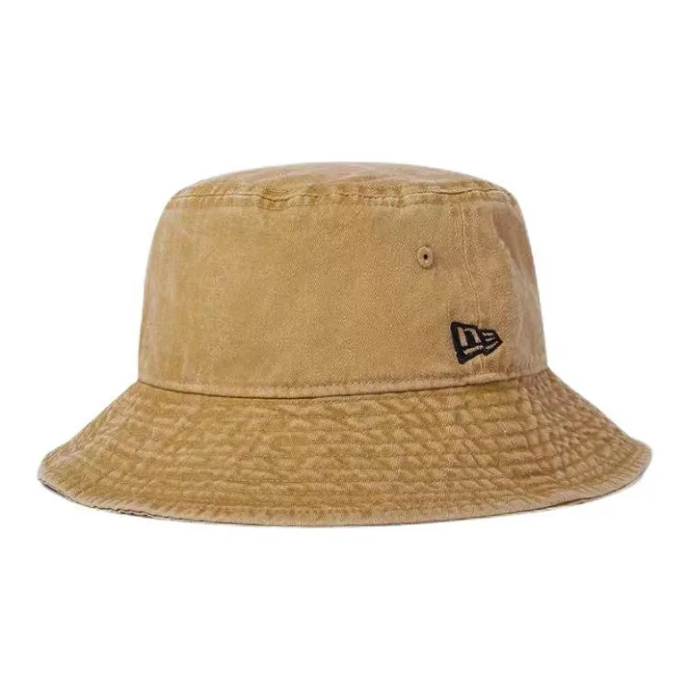 New Era Cotton Bucket Hats Unisex Beige/Black-1