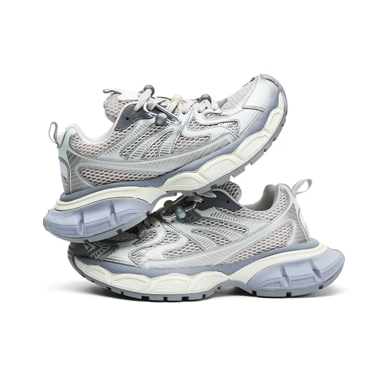 PONGFINITY Chunky Sneakers Unisex Low Top Silver-1