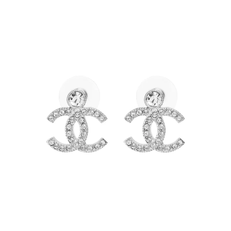 CHANEL Metal Stud Earrings Women's Silver-0