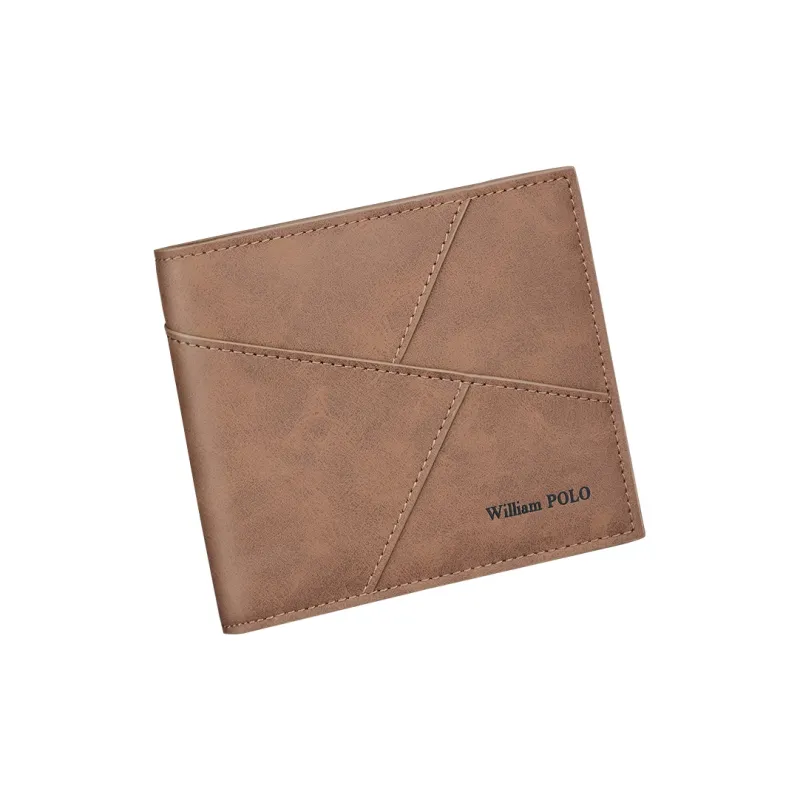 WilliamPOLO Microfiber Synthetic Leather Wallet With Multiple Card Slots Money Clip Regular Unisex Khaki-13