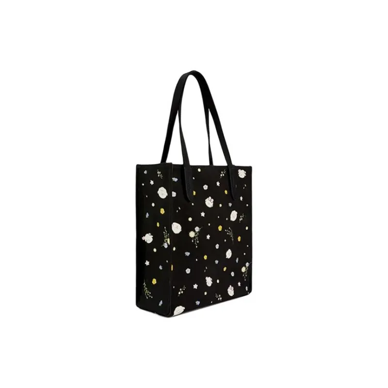 COACH Never's Family Collaboration Julia Fabric Tote Bag Shopping Bag Handbag Shoulder Bag Women's Black-1