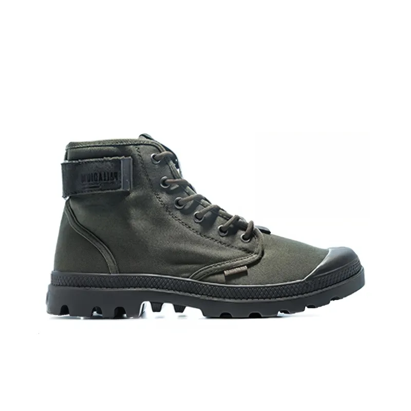 Palladium Pampa Strapped Non slip Wear resistant Shock Absorption High Top Canvas Shoes Men's Army Green-1