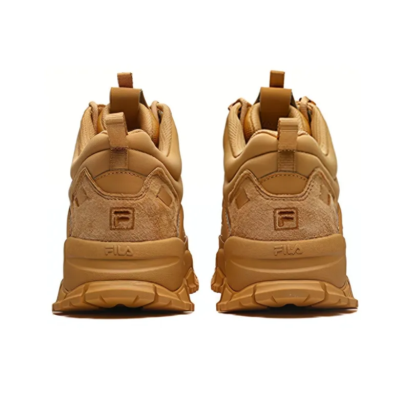 FILA Tracer Cushioning Anti Slip And Wear Resistant High Top Running Shoes Women's Honey Yellow-3