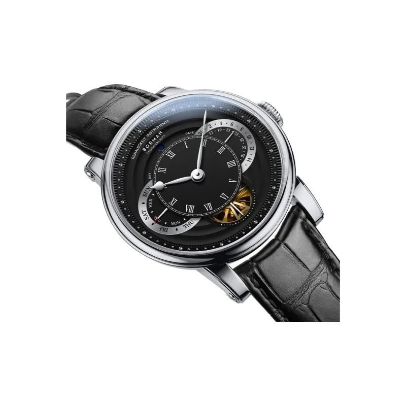 BORMAN Automatic Mechanical Movement Genuine Leather Strap Watch Men's Watches Black Dial-8