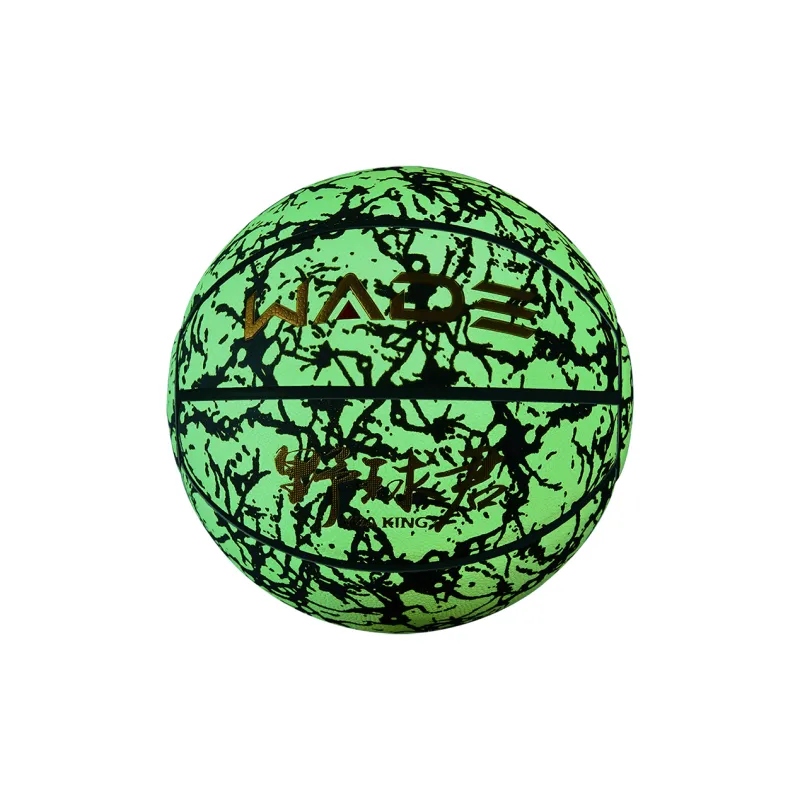WADE x YBAKING Size 7 Indoor And Outdoor All Street Glow In The Dark Reflective Training And Competition Basketball PU-31