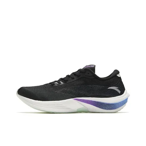 Anta Cushioning Wear Resistant Rebound Low Top Sprint Running Shoes Men's Black White