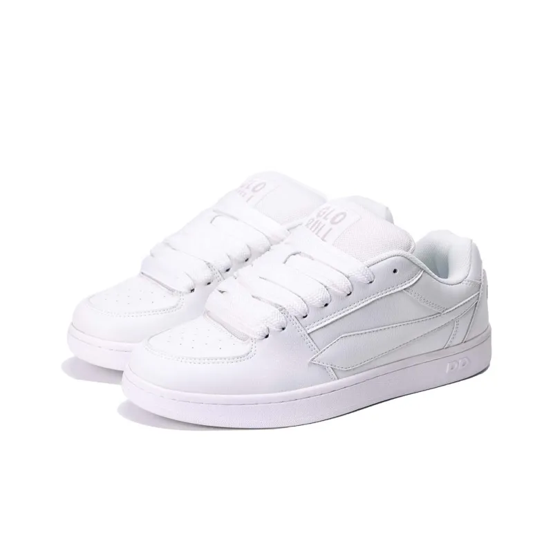 GLO BULL Skateboard Shoes Unisex Low Top All White-2