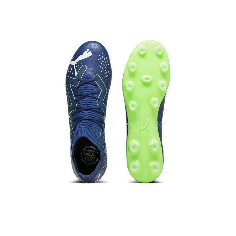 PUMA Future Match HG Rubber Short Studs Anti Slip Wear Resistant Soccer Shoes Men's Blue Green-3