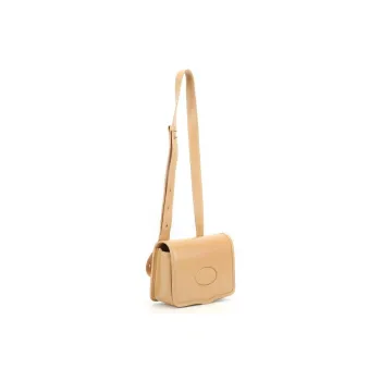 Shinpos Cow Split Leather Cow Leather Crossbody Bag, Shoulder Bag Small Size Women's Apricot