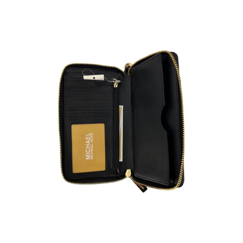 MICHAEL KORS Jet Set Travel Leather Wallet Tubas Women's Black-7