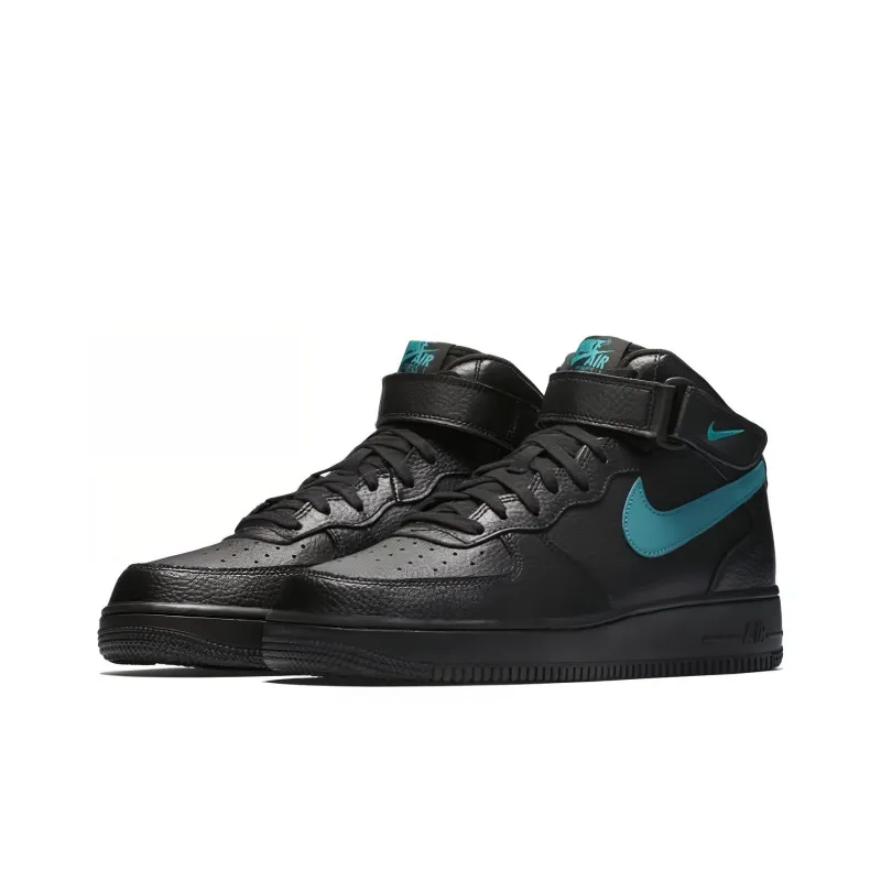 Nike Air Force 1 Non slip Lightweight Mid Top Skateboard Shoes Unisex Black-1