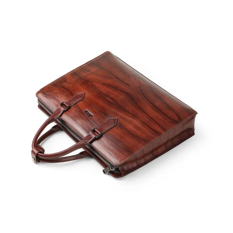 Jeep Top Grain Cow Leather Laptop Bag Crossbody Handbag Regular Men's Coffee-5