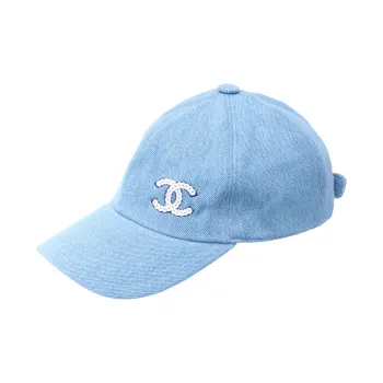 CHANEL Cotton Baseball Caps Unisex Blue