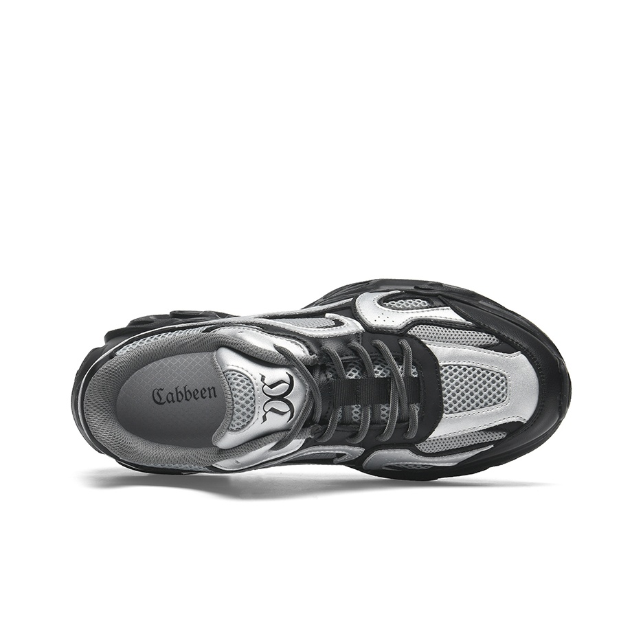 Cabbeen Chunky Sneakers Men Low-Top Silver Black - POIZON
