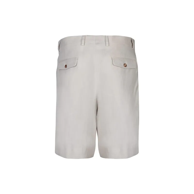 LARDINI Mid rise Linen Bermuda Shorts-1