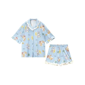 GUKOO x DISHINI XIAOLUBANBI LIANMINGKUAN Pajama Set Women's Light Blue