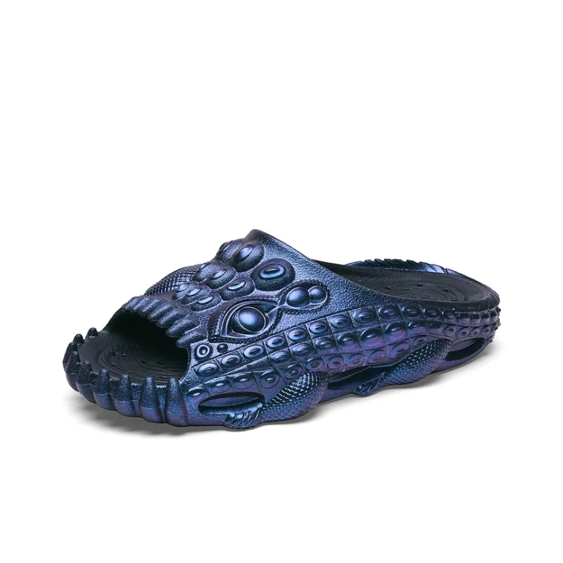 Cabbeen EVA Cut-Out Slip-Resistant Quiet Slide Slippers Men's Laser Black-2
