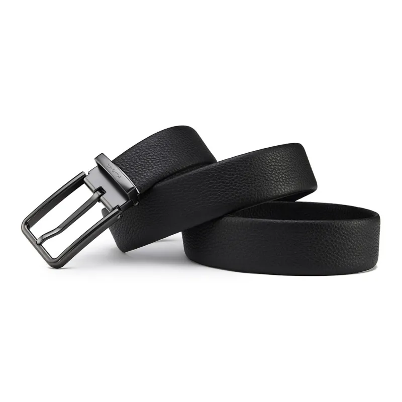 PIERRE CARDIN Fashion Casual Pin Buckle Top Grain Cow Leather Belts Men's Black 3.4cm-2