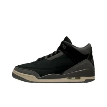 A Ma Maniere x Jordan Air Jordan 3 Durable Breathable Mid Top Vintage Basketball Shoes Men's Black Gray