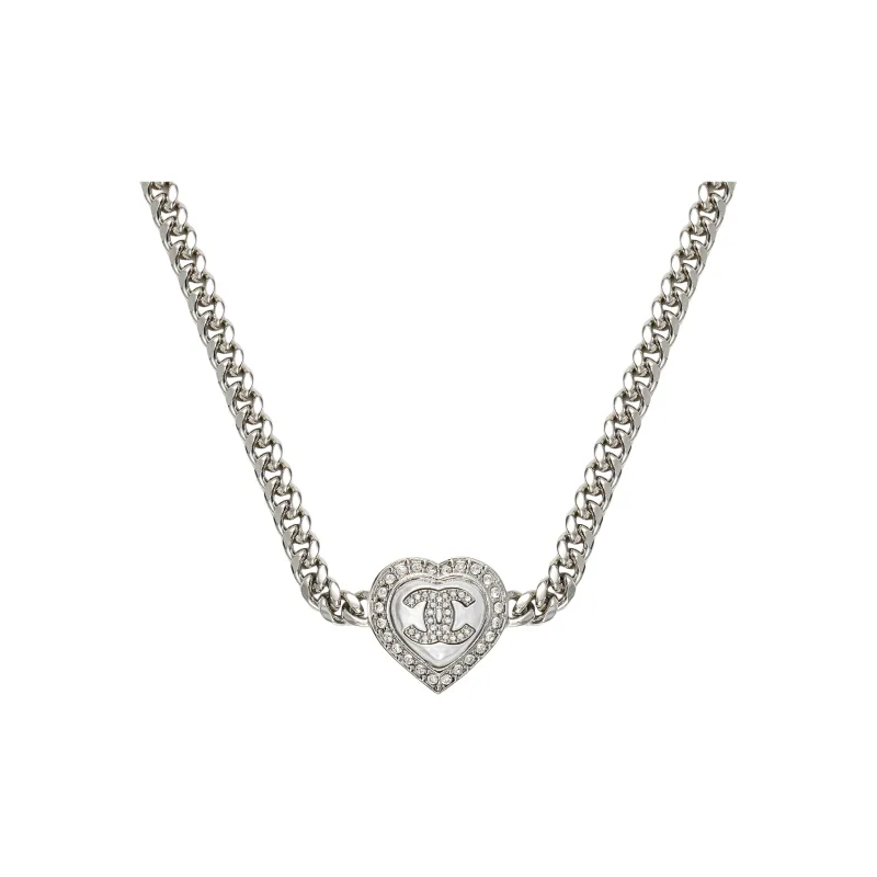 CHANEL Metal Necklaces Unisex Silver-1